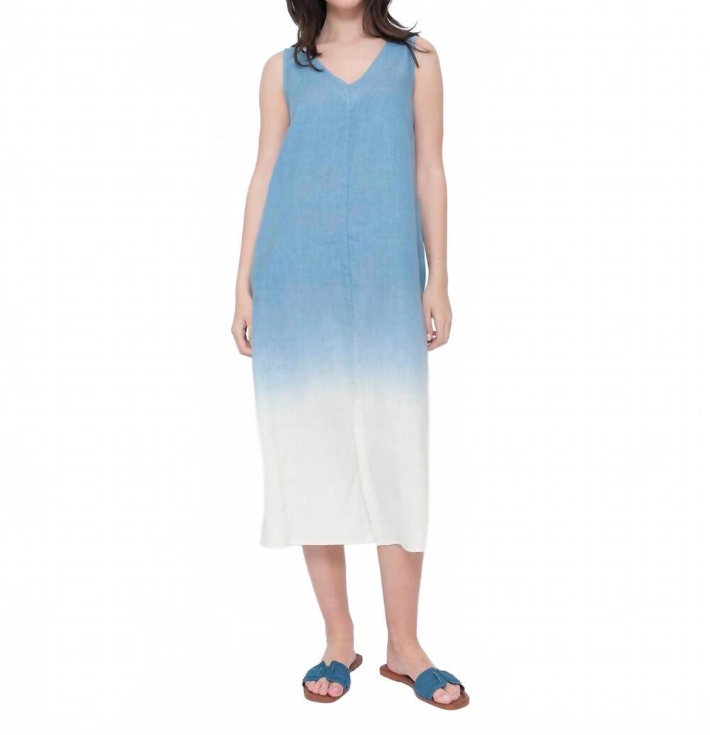NEW BLUEBERRY sleeveless a-line midi dress in sky ombre
